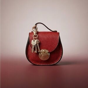 Red Leather Key Holder Pouch